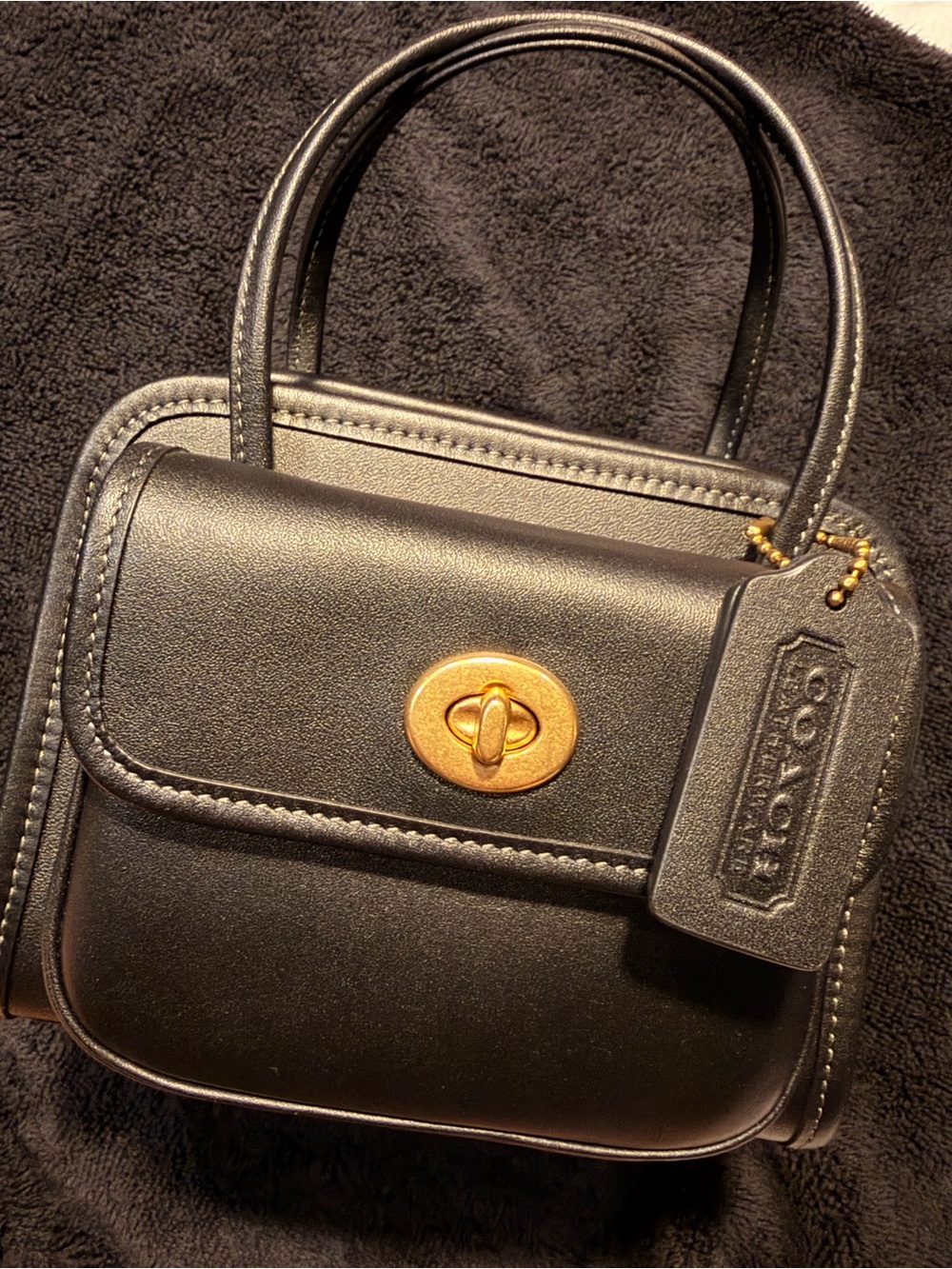 COACH Black Turnlock Top-Handle Bag